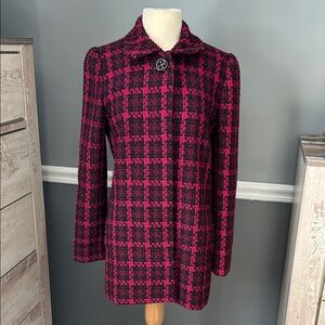 Fuchsia and Black Plaid Pea Coat Josephine ladies size 10 good previously worn